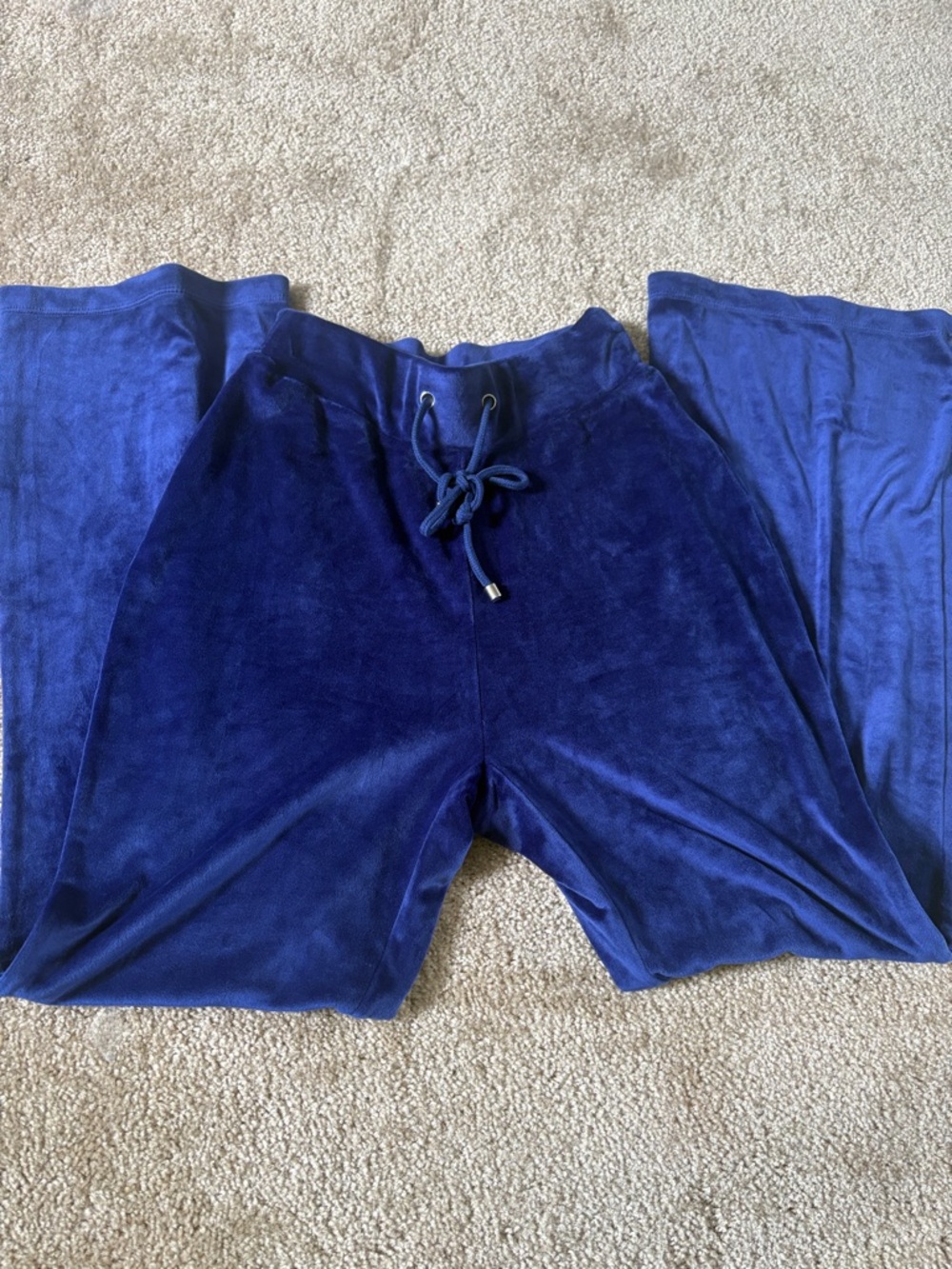 Blue Velvet Drawstring Lounge Pants Made In Philippines